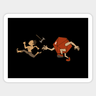 Funny Running Barbarian from Critical Fail D20 Dice Sticker